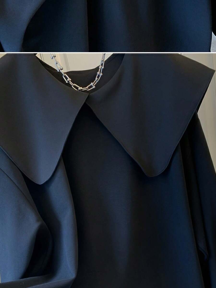 Adult Cute Plus Size Ribbon Design Doll Collar Long Sleeve Tops - Comfortable Material, Fashionable And Suitable For Matching With Skirts. Loose Version, Suitable For L Size.