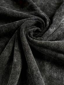 Oversized Vintage Black Cotton Washed Cartoon Bear Print Long Sleeve T-Shirt, Loose And Flattering Design