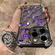 Anime Adventure Cuaderno Morado 16 15 14 13 12 11 Pro X XR XS 8 Plus Funda Transparente Suave Antigolpes Electrochapada - Colores mixtos - Ver 5