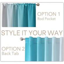 MIUCO Blackout Curtains & Drapes For Bedroom Living Room 84 Inches Long Purple And White Room Darkening Ombre Curtains Rod Pocket & Back Tab Curtains Thermal Insulated Light Blocking 2 Panels Set-FUNALING - 綠松石 - 查看 4