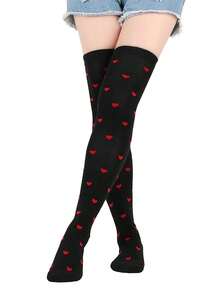 1/2 Pairs Girl's Cute Heart Knitted Thigh High Socks, Spring & Autumn - Multicolor - View 10