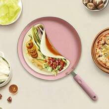 1 buah Wajan Pancake Warna Pink, Wajan Penggorengan Datar Anti Lengket dari Paduan Aluminium, Cocok untuk Kompor Gas & Induksi, untuk Sarapan, Omelet, dan Crepes - Berwarna merah muda - View 4