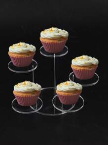 Acrylic Cupcake Stand Round Jewelry Display Stand,Multi-Layer Ring Display Stand Cupcake Holder,Cake Dessert Stand Party Decoration Essentials,Multi-Layer Round Dessert Cake Placing Rack,Suitable For Rings And Earrings, Miniature Statues, Black And Clear Wedding Accessories