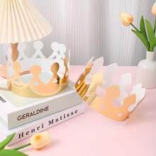 10pcs Elegant Golden Crown Party Hats - Disposable Paper Decorations For Birthday Celebrations & Festive Events, Featherless, No Power Needed - Multicolor - View 7