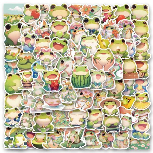 100PCS Frog Stickers Vinyl Aesthetics Stickers Vinyl Aesthetics Stickers Scrapbook, Journaling, Laptop, Bumper, Skateboard, Water Bottles, Computer, Phone, Cartoon, Hard Hat, Car Stickers
