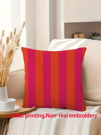 1pc Neon Pink & Orange Vertical Striped Teepee Design Throw Pillow Cover, Suitable For Living Room, Bedroom, Sofa, Home, Room Decor - Party, Family Gathering, Holiday Decor - Cushion Cover (No Pillow Insert) - Multiple Sizes - Single-Sided Print