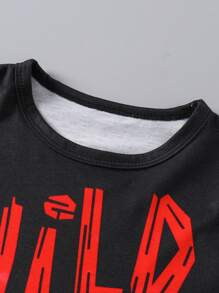 2pcs/Set Toddler Boys Casual Outdoor Soft Milk Silk Letter Print Short Sleeve T-Shirt And Shorts Set, Summer