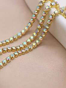 Cadena de cristal con una sola , de 1m/3m/10m, para decorar ropa, zapatos, bolsos de mano - Decoración de bricolaje - Golden AB - Ver 4