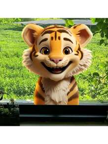 1pc Window Sticker Cute Smiling Tiger Sticker 15.7*11.8 Inch PVC Sticker Material Removable Self-Adhesive Easy-To-Tear Sticker Suitable For Window Decoration Glass Sticker Window Sticker Home Decor Wall Sticker Home Decor Make Your Life Brand New Holiday Decoration Sticker Birthday Graduation Gift