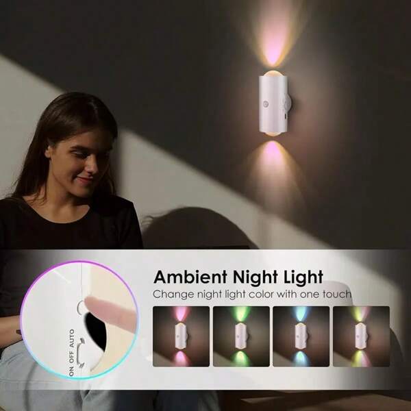 Kexinlighting Kexinlighting-Rechargeable LED Night Light With Motion Sensor Wall Lamp, 3 Light Modes Indoor Light, Magnetic Staircase Light For Entryway, Bedside, Desk, Closet