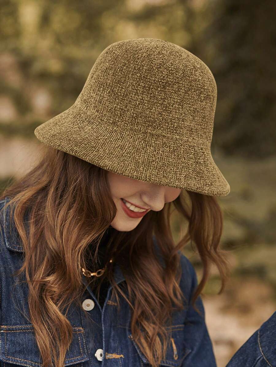 LEAJOURNO. 1 件针织渔夫帽，小头围，适合女性的迷人渔夫帽，秋冬冬季服装 - 卡其色 - 查看 1