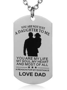 1件独特的纯不锈钢银色吊坠项链，送给母子增进感情的贴心礼物 - 銀色 - 查看 15