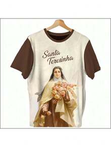 CAMISA SANTA TERESINHA DO MENINO JESUS (01) - UNISSEX - Marrom e Bege - Visão 2