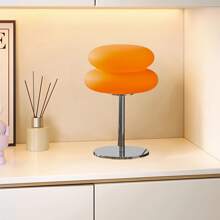 1 Piece, Modern Dimmable USB Powered Desk Lamp With Metal Base And Orange Lampshade - Upward Ambient Lighting For Living Rooms, Bedrooms, And Home Offices - Button Controlled Brightness, No Battery Required, Holiday Gift Creativity, Bedroom Bedside Desk Lamp