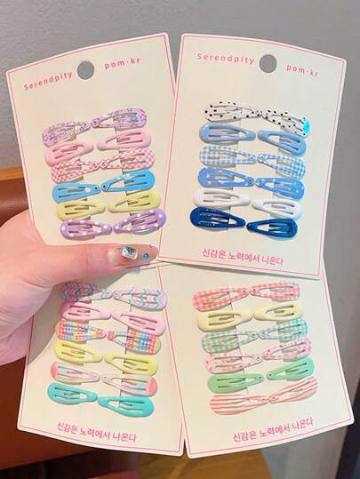 48pcs/Set Kid Fashion Versatile Hair Clips, Girls Toddlers Mini Drip Oil Craft Colorful Printed Cute Simple Elegant Side Clip Waterdrop Hair Clip Barrettes, Suitable For Outings, Parties, Holidays, Daily Use