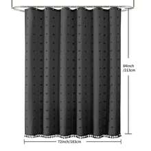 1pc Black Velvet Ball Fringe Shower Curtain, Minimalist 3D Cut-Out Design Waterproof Polyester Bathroom Curtain, Hooks Included Home Bathroom Decor Fall Decor Bathroom Accessories Back To School