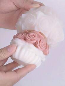 1 件硅胶模具 - 精致玫瑰束设计花球蜡烛和肥皂模具，DIY 手工蜡烛制作，家居装饰，肥皂艺术制作，珠宝制作 - 可重复使用的柔性工艺模具，硅胶模具 - 白色 - 查看 5