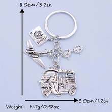 1 件男士旅行钥匙扣，带飞机、三轮车、自行车、相机吊坠配件，毕业旅行纪念品礼物 - 銀色 - 查看 4