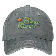 New Pizza Planet Baseball Cap - Retro Pizza Pattern Dad Hat Blue Green & Red, Adjustable Snap Closure, Outdoor Sports Sun Hat, Gym, Role Play - Unisex Sun Hat, Durable Headwear, Summer Head Gear, Sports Style, Breathable Fabric, Exclusive For Fitness Enthusiasts - 灰色的 - 查看 2