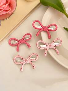 8件套可爱粉色蝴蝶结发夹套装，包含波点粉色蝴蝶结发夹 - 适合女孩和女士。可爱时尚，易于佩戴，适合日常和派对场合，是返校季必备单品，轻松打造少女风。吸睛亮片，让你的秀发闪耀动人。发夹、发爪、发卡、发夹、发卡、学习用品、蝴蝶结配饰、秋冬女装、蝴蝶结、发饰、情人节配饰、头部配饰 - 彩色 - 查看 4