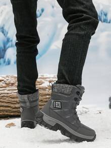 Botas de senderismo para hombre de suela gruesa y alta para otoño/invierno, botas de mujer talla grande (talla 36-46) de PU, zapatos de senderismo, zapatos casuales cómodos, botas de trekking, botas de escalada deportiva al aire libre, zapatos de campamento en la naturaleza, forrados térmicos, antideslizantes y duraderos, botas de senderismo negras