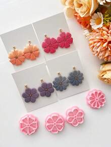 Cortadores de arcilla polimérica con diseño de flores sencillas, adecuados para hacer joyas como broches y colgantes, herramientas para pendientes de arcilla polimérica
