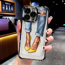 Funda de Teléfono Jeans Girl para 16 15 14 13 12 11 Pro X XR XSMAX 8 Plus, a prueba de golpes, transparente, cubierta trasera suave - Colores mixtos - Ver 3