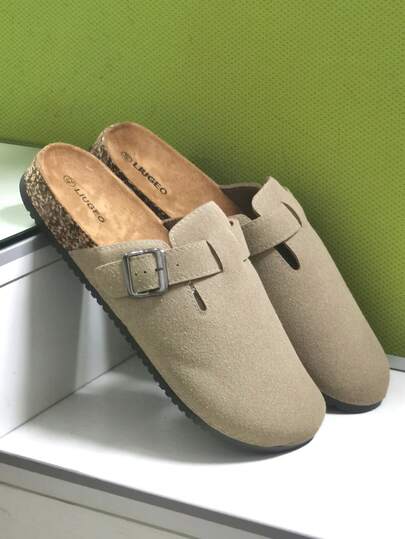 男士休闲一脚蹬木质凉鞋，夏季沙滩拖鞋，透气包头拖鞋，大码办公室休闲穆勒鞋