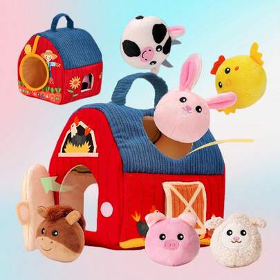 HEANHAN Baby Toys 6+ Months-Farm Animals Wth Bam, Ratle, Crinkle Paper, MirorBusy Montessori Sensory Oys For Babies Toddlers 1-3 -Baby Easter Basket Stuffers