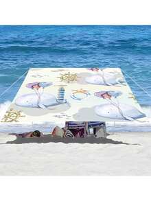 1 件海洋生物设计遮阳篷,轻松打造舒适休闲区,卡通海洋风格,100% 涤纶,矩形,防水,防紫外线,适用于户外花园、露台、海滩、夏季,附赠尼龙绳 - 彩色 - 查看 46