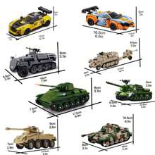 1 件 500+ 片拼装积木模型，赛车系列坦克仿真模型摆件收藏道具