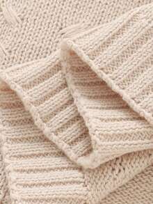 1pc Infant Knitted Solid Color Blanket, Baby Leaf Pattern Throw Blanket, Simple Design For All Seasons - Camel - View 6