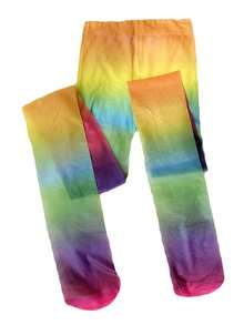 1 件装新款彩虹渐变彩色条纹薄款连裤袜，时尚款式