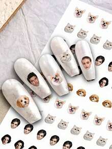 1pc Custom Face Nail Sticker, Custom Nail Decals, Personalized Custom Photo Nail Waterproof Decals, 0.8*0.8cm Nail Sticker, Fashionable Nail Art, Custom Nail Decals, Custom Face Sticker, Personalized Christmas Gift, Nail Sticker Practice Sheet Nail Supplies Nails - Multicolor - View 8