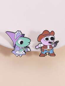 2 件可爱创意人物周边胸针，合金油滴徽章服装配饰包包装饰，趣味别针，别针徽章办公室配饰衬衫夹克珠宝圣诞节万圣节 - SF256 - 查看 1