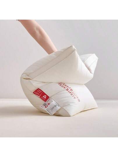 1pc Premium 5-Star Hotel 100% Cotton Waterproof Pillow, Oil And Stain Resistant, Fluffy And Supportive Neck Relaxing Luxury Bedroom Pillow For Home & Dorm view 2