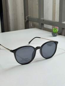 Women's Clip-On 2 In 1 Round Small Size Polarized Lens Eyeglasses Frame PZ948 - 淺灰色 - 查看 4