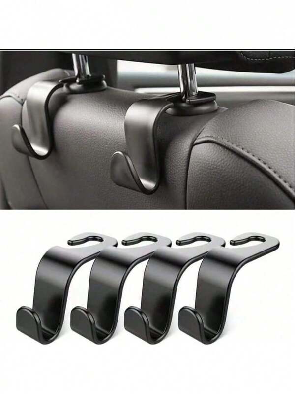 4 piezas Ganchos universales de almacenamiento para automóvil, ganchos para reposacabezas, ganchos para asiento de automóvil, estante de almacenamiento de plástico adecuado para bolsos, carteras