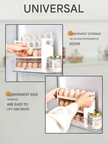6 Packs 3-Tier Foldable Plastic Egg Holder, Non-Slip, Refrigerator Organizer For Eggs, Cabinet Egg Dispenser, White Egg Storage Holder - With Counter, Holds 30 Eggs, Tilting Design, Kitchen Organizer, Space-Saving Refrigerator Storage Area On The Side Door For Kitchen Organization - Ideal For Kitchen, Refrigerator, Cabinet, Egg Storage, Home Decor, Party & Christmas Storage - Multicolor - View 8