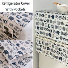Cartoon Cat Refrigerator Dust Cover, With 4 Storage Pockets, Single Door Refrigerator Dust Cover, Decorative Kitchen Dust Protection - Multicolor - View 8