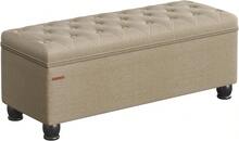 Storage Ottoman, Storage Bench, Tufted Entryway Bedroom Bench, 17.7 X 46.5 X 17.7 Inches, Hinges Easy Lid Operation, Wooden Legs, Linen-Look Cover, Loads 330 Lb, Camel Brown ULOM070K01,8059561 - 卡其色 - 查看 2