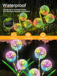 1 件太阳能灯户外花园装饰 - 太阳能花园灯带 3 个向日葵/蒲公英灯，防水太阳能户外灯自动开/关太阳能装饰灯适用于花园、露台、庭院