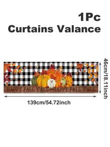 1 件感恩节短窗帘帷幔，感恩节黑白格子南瓜枫叶短窗帘，感恩节客厅餐厅咖啡厅厨房装饰半窗帘，感恩节隐私屏幕短门窗帘，秋收派对装饰横幅，感恩节快乐房间装饰背景，感恩节家居装饰，感恩节礼物派对回礼，感恩节悬挂装饰，季节装饰 - 感恩節南瓜 - 查看 3
