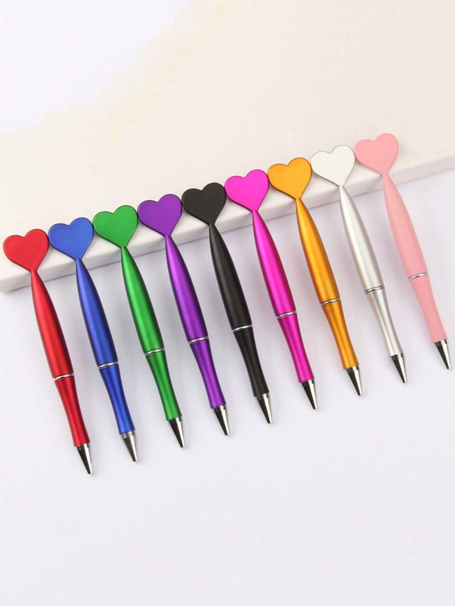 9pcs/Set Heart-Shaped Ballpoint Pens, Heart-Shaped Gel Ink Pens, Revolving Heart-Shaped Pens, School/Office Writing Supplies,For School Supplies,Back To School