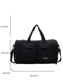 新款多功能大容量旅行包，适合通勤，牛纹，斑马纹，字母，豹纹，男女通用，学生，时尚休闲包，情侣旅行包，情人节礼物，防水材质，旅行背包，夏季，随身行李包，过夜包，行李袋，干湿分离，带鞋隔层，易折叠，可扩展，多用途，拉链开合，商务旅行，旅游度假，背包，返校，行李袋 - 黑色 - 查看 8