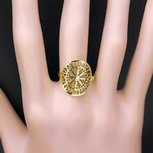 Viking Helm Of Awe Compass Nordic Rune Ring For Women Men Stainless Steel Gold Color Scandinavian Vegvisir Rings Jewelry - Ring - View 5