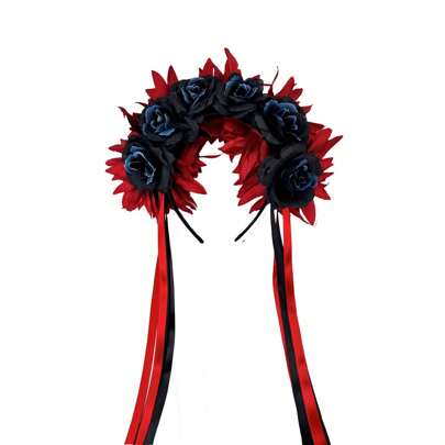 Neue doppelseitige Blumen Haarband, Halloween Kostüm Kopfschmuck, Tag der Toten Haarband