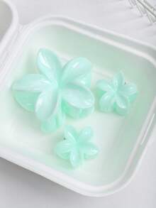 3 件套亮面雏菊发夹套装，小号/中号/大号，适合日常使用，海滩度假，刘海和细发，发饰花朵发夹，学校用品，大学 - 大理石青色 - 查看 2