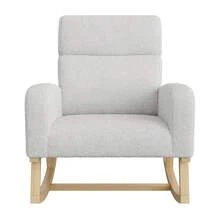 HOKZYHOUSE Fauteuil à bascule gris clair, fauteuil relax fauteuil à bascule chaise de salon chaise pivotante pour salon chambre balcon capacité de charge jusqu'à 150 kg, gris clair - Gris - Voir 8
