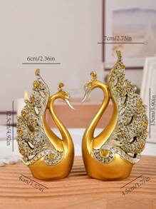 2pcs Christmas Deer/Golden Swan Ornaments, Resin Animal Statue Arts And Crafts, Home Decoration Ornaments, Living Room Desktop, Office Desktop Layout, Winter Christmas And New Year Decoration Best Gift Birthday.